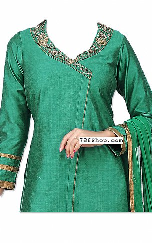  Teal Green Silk Suit | Pakistani Dresses in USA- Image 2