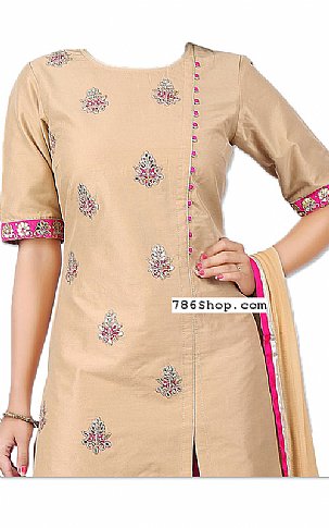  Beige/Pink Silk Suit | Pakistani Dresses in USA- Image 2