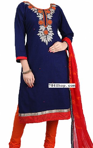  Navy Blue Chiffon Suit | Pakistani Dresses in USA- Image 1