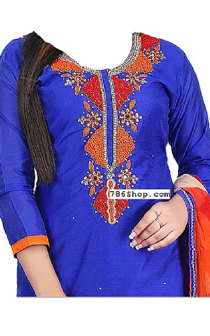  Blue Silk Suit | Pakistani Dresses in USA- Image 2