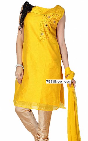  Yellow Silk Suit | Pakistani Dresses in USA- Image 1