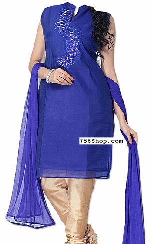  Blue Silk Suit | Pakistani Dresses in USA- Image 1