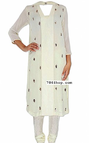  Off-white Chiffon Suit | Pakistani Dresses in USA- Image 1