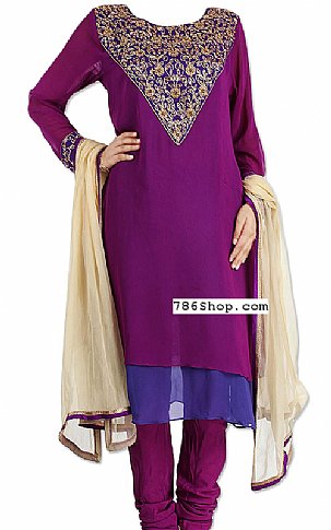  Indigo Chiffon Suit | Pakistani Dresses in USA- Image 1