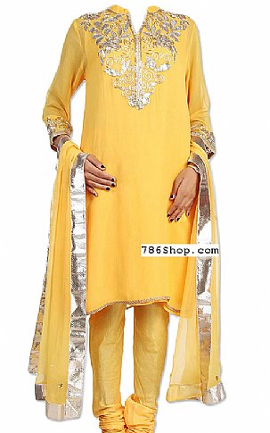  Yellow Chiffon Suit | Pakistani Dresses in USA- Image 1