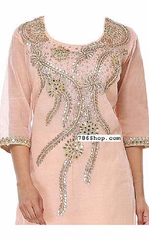  Light Peach Chiffon Suit | Pakistani Dresses in USA- Image 2