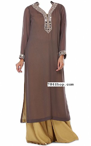  Brown Chiffon Suit | Pakistani Dresses in USA- Image 1