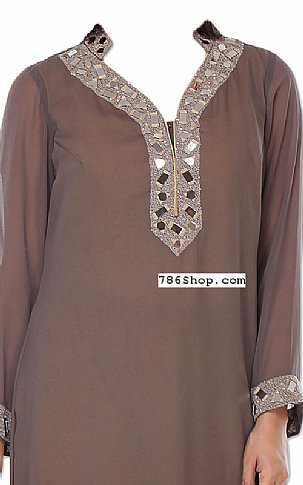  Brown Chiffon Suit | Pakistani Dresses in USA- Image 2