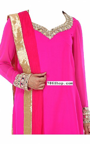  Hot Pink Chiffon Suit | Pakistani Dresses in USA- Image 2