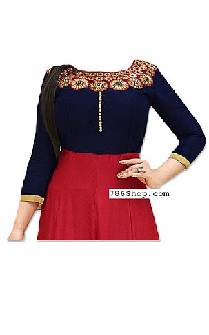  Blue/Red Georgette Suit | Pakistani Dresses in USA- Image 2