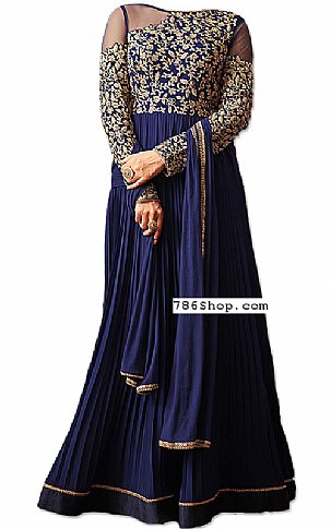  Blue Chiffon Suit | Pakistani Dresses in USA- Image 1