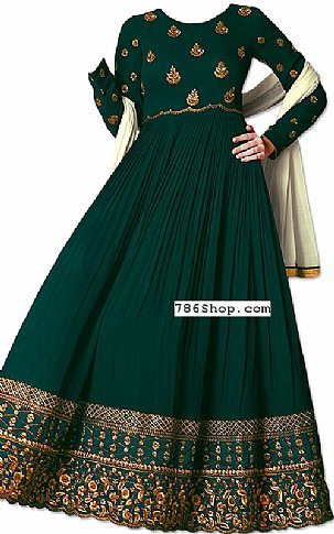  Teal Georgette Suit | Pakistani Dresses in USA- Image 1