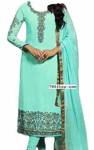  Turquoise Georgette Suit | Pakistani Dresses in USA- Image 1