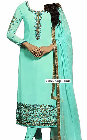  Turquoise Georgette Suit | Pakistani Dresses in USA- Image 1