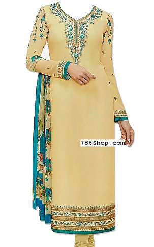  Cream Georgette Suit | Pakistani Dresses in USA- Image 1