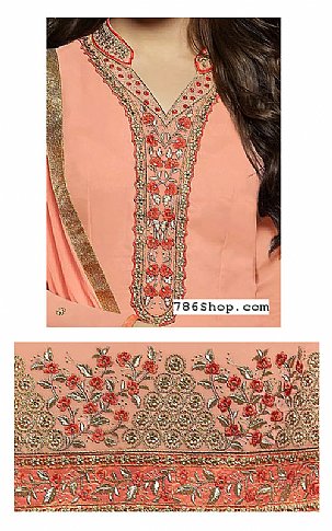  Peach Georgette Suit | Pakistani Dresses in USA- Image 2