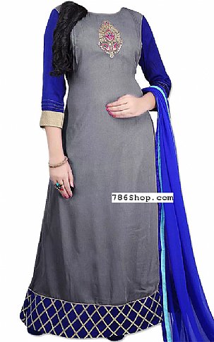  Grey/Blue Georgette Suit | Pakistani Dresses in USA- Image 1