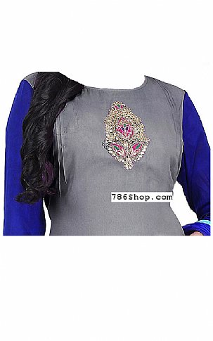  Grey/Blue Georgette Suit | Pakistani Dresses in USA- Image 2