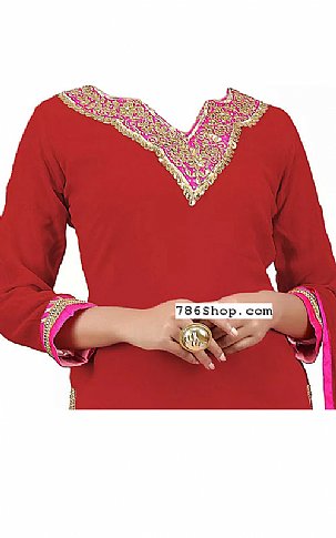  Red Georgette Suit | Pakistani Wedding Dresses- Image 2