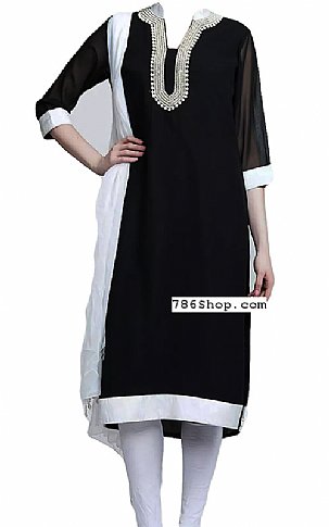  Black/White Chiffon Suit | Pakistani Dresses in USA- Image 1