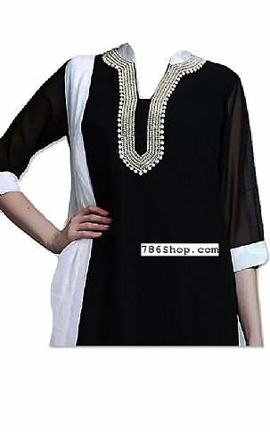 Black/White Chiffon Suit | Pakistani Dresses in USA