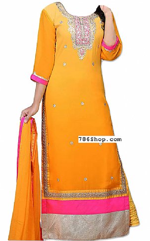  Yellow Chiffon Suit | Pakistani Dresses in USA- Image 1