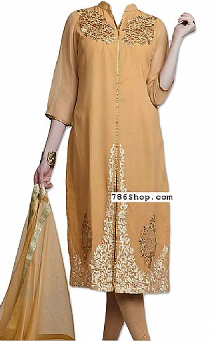  Beige Chiffon Suit | Pakistani Dresses in USA- Image 1