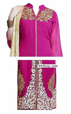  Hot Pink Chiffon Suit | Pakistani Dresses in USA- Image 2