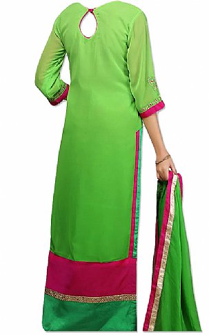  Parrot Green Chiffon Suit | Pakistani Dresses in USA- Image 3