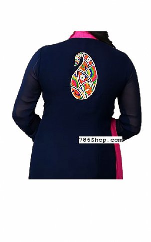  Navy Blue Chiffon Suit | Pakistani Dresses in USA- Image 2