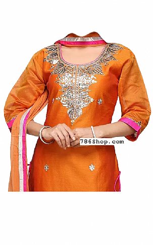  Orange Silk Suit | Pakistani Dresses in USA- Image 2