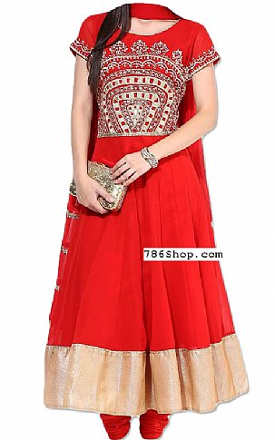  Red Chiffon Suit | Pakistani Dresses in USA- Image 1