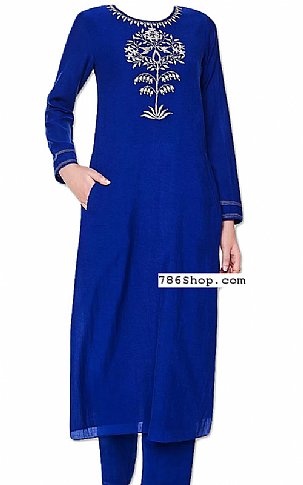  Royal Blue Georgette Suit | Pakistani Dresses in USA- Image 1