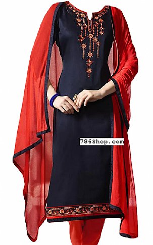  Navy Blue Georgette Suit | Pakistani Dresses in USA- Image 1