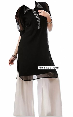 Black/white Chiffon Suit | Pakistani Dresses in USA