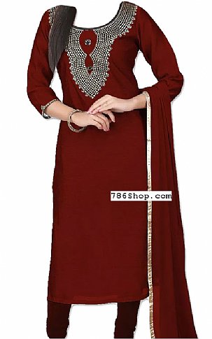  Maroon Chiffon Suit | Pakistani Dresses in USA- Image 1