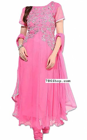  Pink Chiffon Suit | Pakistani Dresses in USA- Image 1