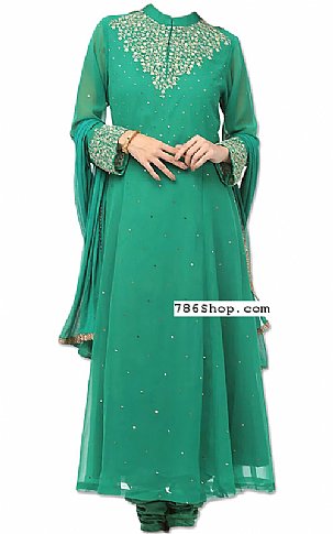  Sea Green Chiffon Suit | Pakistani Dresses in USA- Image 1