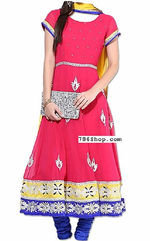  Pink/Blue Georgette Suit | Pakistani Dresses in USA- Image 1