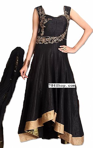  Black Silk Suit | Pakistani Dresses in USA- Image 1