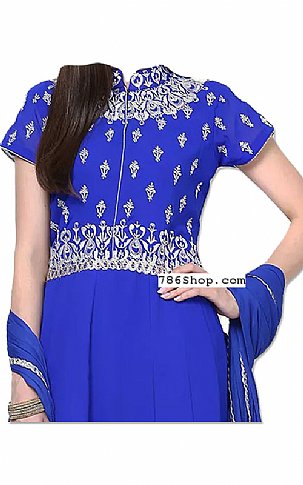  Royal Blue Chiffon Suit | Pakistani Dresses in USA- Image 2