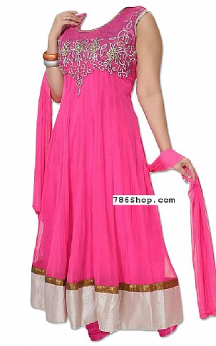  Pink Chiffon Suit | Pakistani Dresses in USA- Image 1