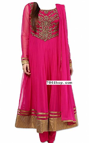  Hot Pink Chiffon Suit | Pakistani Dresses in USA- Image 1