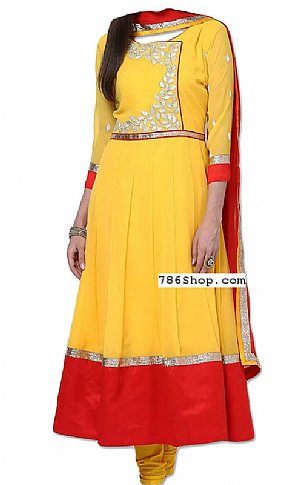  Yellow Georgette Suit | Pakistani Dresses in USA- Image 1