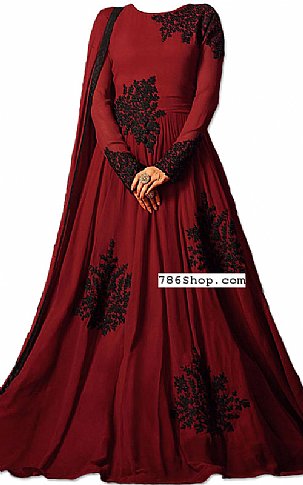  Maroon Georgette Suit | Pakistani Dresses in USA- Image 1