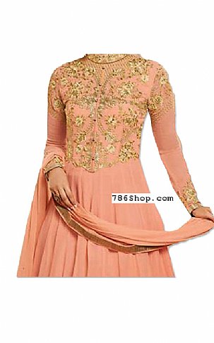  Peach Chiffon Suit | Pakistani Dresses in USA- Image 2