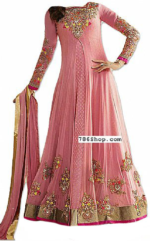  Pink Chiffon Suit | Pakistani Dresses in USA- Image 1