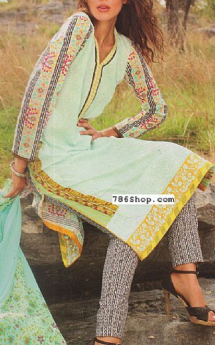 Deeba by Shariq Light Sea Green Lawn Suit | Pakistani Dresses in USA- Image 1