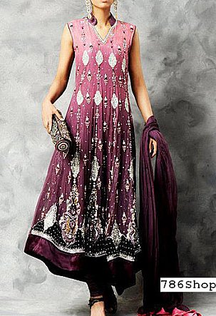  Mauve Chiffon Suit | Pakistani Party Wear Dresses- Image 1