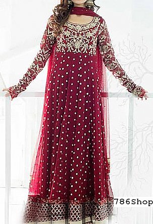  Magenta Chiffon Suit | Pakistani Party Wear Dresses- Image 1